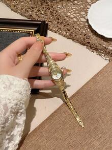 1pc Fashionable Creative Versatile Petite Personalized Women's Oval Quartz Watch, Oval Minimalist Dial, Mother Of Pearl Dial/Crystal Sister/Couple Watch, Suitable For Daily Wear And Holiday Gifts