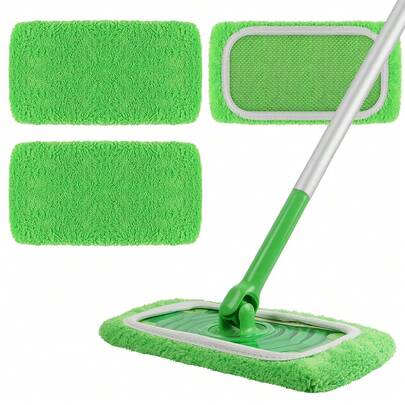 可重复使用的拖把垫，干湿两用平板拖把套，可机洗，适用于硬木地板清洁：耐用、高吸水性、干湿两用，兼容大多数平板拖把，不含拖把头，高效地板清洁工具 | 适用于多种表面 | 高吸水性材料