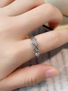 1 Peça Anel Aberto Personalizado de Homem Estilo Hip Hop com Raio de Liga de Zinco e Strass, Acessório Versátil para Festa e Uso Diário