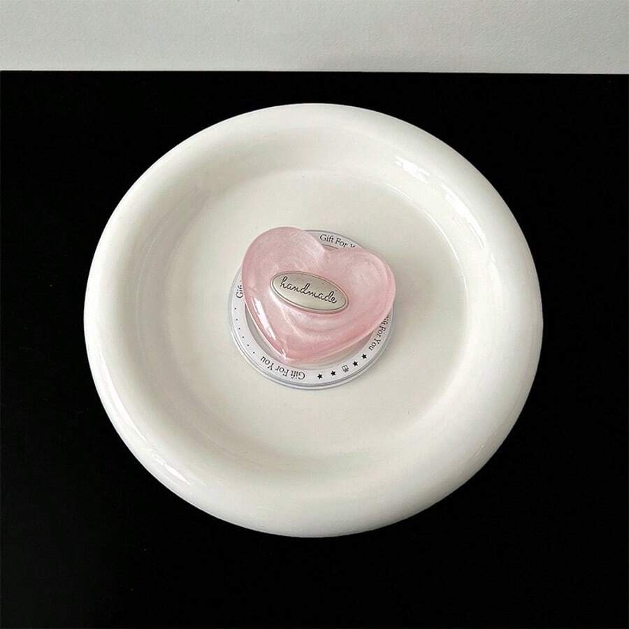 Colored Heart Mobile Phone Air Cushion Stand English Luxury In-Style High-End Magnetic Back Sticker Desktop TV Viewing Stand Compatible With IPhone, Android Phone, Gift For Birthday, Family, Friends Push-Pull Phone Grip Phone Holder Phone Accessories - Pink - View 1