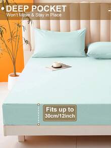 1 tấm bảo vệ nệm chống thấm nước màu trơn, thân thiện với da, mềm mại và thoải mái, dùng làm ga trải giường, tấm lót nệm ngủ ấm cúng, phù hợp cho mọi mùa. - Màu xanh Bạc hà - Xem 5