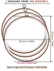 3 peças DIY Handmade Round Brown Retro Wooden Grain Cross Stitch Bordado Hoops, 7 opções de tamanho, material ABS + PVC de alta qualidade e durável, gancho de metal para pendurar, adequado para Halloween, Natal, chaveiro de telefone, bolsa, decoração de cabelo, mesa e decoração de carro - Castanho - Ver 15