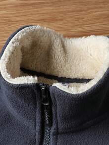 Men's Cardigan Coat Polar Fleece Stand Collar Jacket Fit Warm Top,Men's Stand Collar Fleece Jacket, Two-Sided Plush Lining, Casual Business Warm Thick Couple Coat Outerwear, Autumn/Winter