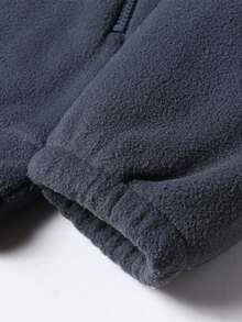 Men Patched Detail Teddy Lined Fleece Jacket, Men's Jackets Casual, Grey Jacket, Men Winter Clothes, Men Jackets And Coats With Thermal Lined For Outdoor, Plush And Thickened Jackets,Men Winter Clothes,With Pockets, Suitable For Boyfriend/Husband Everyday Wear, Autumn/Winter - 灰色 - 查看 9