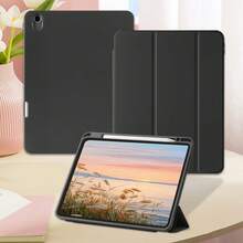 Compatible For Apple IPad 9.7 Case 2018 IPad 6th Generation Cases/2017 IPad 5th Generation Case With Pencil Holder, Slim Soft Silicone Smart Trifold Stand Protective Cover Auto Sleep/Wake Compatible With 10.2/Pro10.5Trifold Stand Smart Case For Ipad Air3 For IPad 10th Generation Case [11-Inch 2025/10.9 Inch 2022] - 黑色 - 查看 2