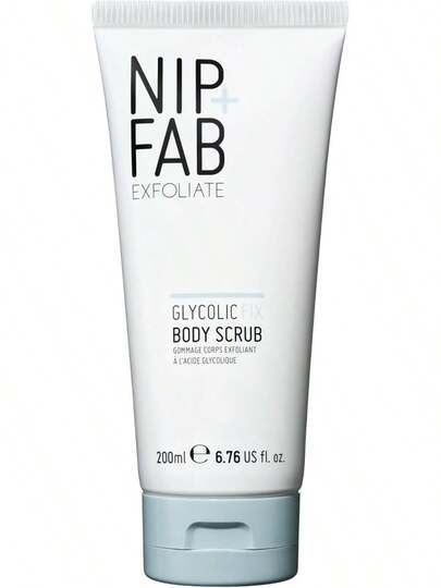 Nip + Fab Glycolic Fix Body Scrub, Made In The UK, Exfoliating Treatment With Glycolic Acid, 6.76 Oz (200 Ml), Smooths And Refines Skin, Ideal For Rough And Bumpy Skin, For Radiant Skin
