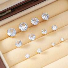 12件套多元素心形耳钉套装，女士黄金首饰