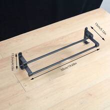 1pc Quick-Drying Towel Bar 2/3-Tier Shelf Easy To Install Large Wall-Mounted Rust-Proof For Bathroom Black Towel Bar - Multicolor - View 5