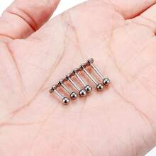 6 PCS Labret Piercing G23 Titanium ASTM-F136 Monroe Lip Stud Bar Earring Helix Cartilage Tragus Body Jewelry 16G 6/8/10mm - Silver - View 5