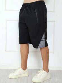 2-Piece Men's Sweatshirt Shorts Kit With Zipper / Elastic Waistband In 3 Random Colors 2 Pieces - Multicolor - View 5