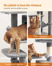 Feandrea Cat Trees & Condos - Light Grey - View 6