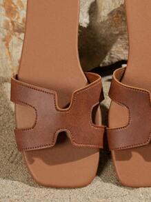 2025年夏季宽版棕色舒适高端休闲女士凉鞋 - 棕色 - 查看 6