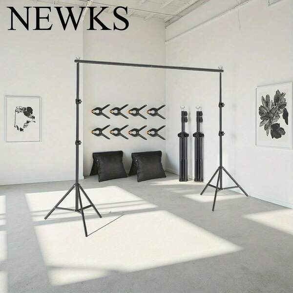 NEWKS NEWKS 2m * 3m Studio Adjustable Background Support Kit, 8 Background Clips, 2 Sandbags, Suitable For Decoration, Gatherings, Weddings, Christmas, Halloween And Other Holiday Activities Decibel Background Decoration