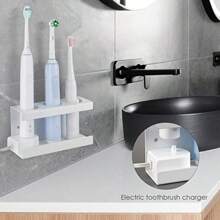 Electric Toothbrush Holder For Bathroom Wall Self Adhesive Toothbrush Storage Rack With Diatomite Dish Compatible With Philips 4100 5100 6100 6500 7500 9300 White - as pic - View 6