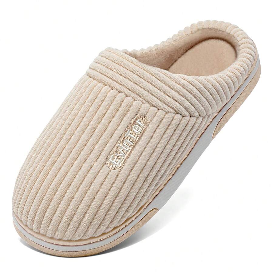 Women's Slippers Fuzzy House Slippers,Warm Memory Foam Slipper,Fluffy Outdoor Slippers With Anti-Skid Sole, Gifts For Women Mom Ladies - 米色 - 查看 1