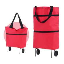 2 In 1 Lightweight Foldable Shopping Cart, Foldable Cart With Wheels, Reusable Shopping Bag, Unisex Travel Bag, Home And Kitchen Supplies, Portable Rolling Shopping Bag With Wheels, Waterproof Trolley. - Multicolor - View 17