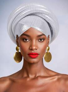 女士夸张非洲头巾交叉帽檐立体造型高档宴会头饰 - 彩色 - 查看 15