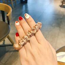 Silk Hair Scrunchies Small Silk Scrunchy Skinny Hair Ties Bows Elastics Hair Bands Soft Scrunchy Hair Tie Ropes Ponytail Holder For Women Girls Hair Accessories 6 Pack Elegant - 如圖 - 查看 4