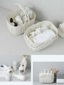 1pc/2pcs Hollow-Out Bathroom Storage Basket, Portable Handheld Storage Basket, For Storing Cleaning Supplies, Suitable For Homes, Bathrooms, Shower Rooms, Schools, And Student Dorms. - Multicolor - View 6