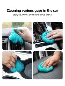 1pc 70g Blue Soft Gel Cleaner, Suitable For Car Air Vent, Car Interior, Keyboard, Corners, Desk Cleaning - Blue - View 2