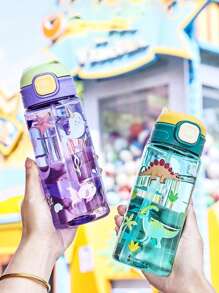1pc500ml儿童可爱卡通吸管杯便携学校户外运动水壶便携吸管杯学生返校用