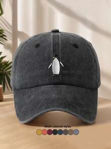 1pc Unisex Embroidered Penguin Cute Fashion Camping Fishing Baseball Cap, Outdoor Casual All Season Curved Brim Hat, Soft Crown Stylish Cap, Adjustable Size, Suitable For Daily Matching, Holiday Gift