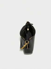 Borsa a tracolla in tessuto PU, sensazione di alta qualità, apertura e chiusura con cerniera, con catena di estensione, adatta per pendolarismo quotidiano, shopping e stagione scolastica, con lettere decorate sulla borsa. Borse da donna, stile alla moda