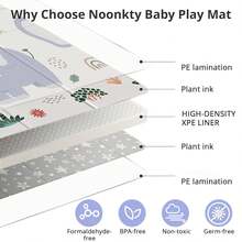 79x71 Foldable Baby Play Mat For Floor, Extra Large Tummy Time And Crawling Playmat, Thick Foam Play Mat For Baby, Reversible Portable Babies Floor Mats For Infant, Toddler - 大象 - 查看 3