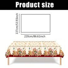 1 pieza Mantel de plástico con tema navideño, 137*220cm Cubierta de mesa para fiesta de Navidad - Diseño de hombrecillo de jengibre y árbol de Navidad | Mantel de plástico desechable, decoración de mesa de comedor navideña, decoración navideña