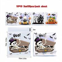Halloween Kekstüte, Schnee-Knistern, selbstklebende Reißverschlusstüte zum Backen, Lebensmittel-Snacktüte, Kürbis-Geist Süßigkeiten-Verpackungstüte