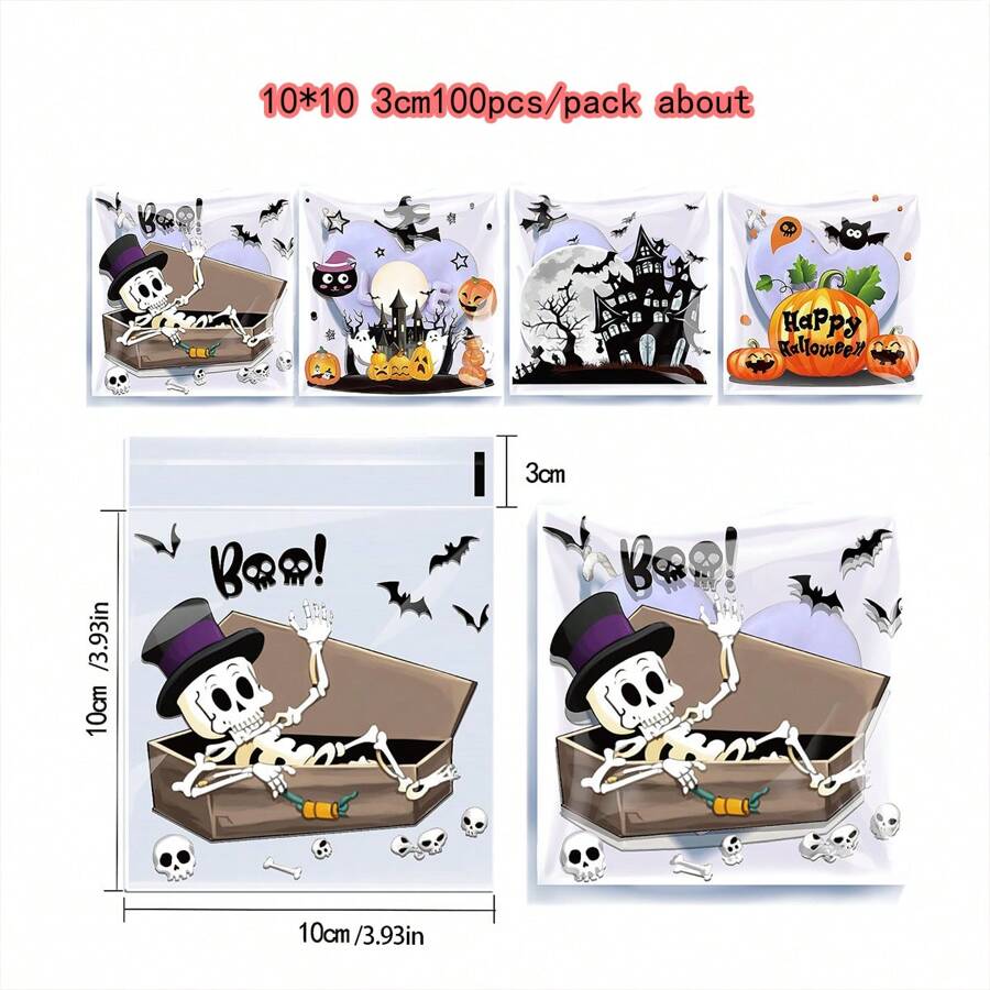Halloween Kekstüte, Schnee-Knistern, selbstklebende Reißverschlusstüte zum Backen, Lebensmittel-Snacktüte, Kürbis-Geist Süßigkeiten-Verpackungstüte