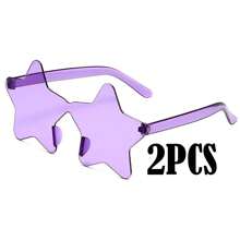 1-10副 - 无框五角星形眼镜，透明糖果色，派对眼镜，适合作为派对礼品，完美适用于泳池派对、海滩派对、夏季派对、生日派对、嘉年华、趣味活动或派对赠品（颜色随机）。