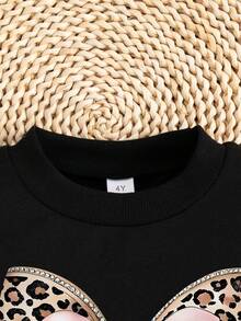 Toddler Bow Graphic Print Crew Neck Sweatshirt And Leggings Set