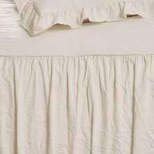 Lush Decor Ruffle Skirt Bedspread 3 Piece Set, Queen, Navy - Blue Queen Bedding - Ruffled Bedspread - Vintage Farmhouse Decor Halloween-Fall Decor-Room Decor - Ivory - View 7