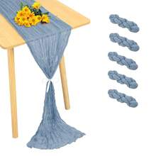 Camino de mesa de gasa navideño de 10 pies, 5 paquetes de 35x120 pulgadas, camino de mesa de gasa para recepción de bodas, fiesta de cumpleaños bohemia, decoración de mesa rústica y romántica para bodas - Multicolor - Ver 26