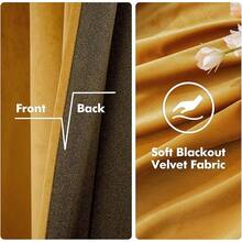 2 Panels Blackout Curtains Solid Soft Grommet Mustard Yellow Thermal Insulated Soundproof Room Darkening Curtains/Drapes/Panels Fall Living Room Bedroom 52 X 90 Inch - 芥末黃 - 查看 4