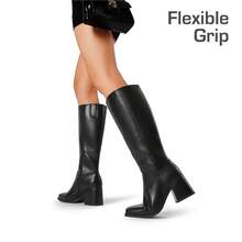Women's Square Toe Knee High Boots Chunky Heel Side Zipper  Classic Solid Color Fashionable Y2K Party Tall Boots - 黑色 - 查看 11