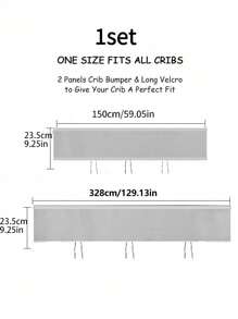 2 件纯色透气网状婴儿床衬垫，无需工具即可轻松安装，纯色透气婴儿床保险杠