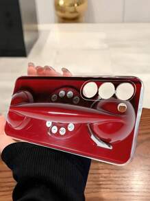 1个独特的红色电话图案透明软手机壳，兼容三星Galaxy A04e/12/A13/A14/A34/A50/A52/A53/A54/S21/S22/S23/S24/S25/S25Ultra