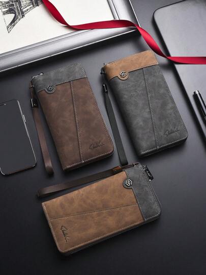 Men's Wallet, Fashion Large Capacity Multi-Card Slots Casual Phone Pouch Coin Purse Handbag Wristlet Wallet Gifts For Men Cowboy Christmas Gifts Vintage Black Purse Card Holder New Year Gift Valentine'S Day