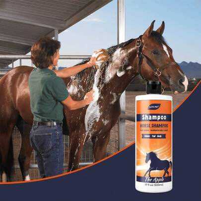 GJYC PET 马用洗发水 - 滋润并调理毛发，增强颜色，促进光泽 - 适用于所有马匹和宠物 16.9 盎司