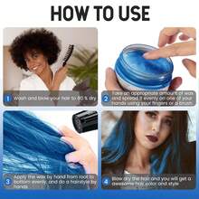 sevich Cera de color temporal para cabello para hombres y mujeres - Cera para peinar casera (fácil de lavar) | Mezcla y crea colores personalizados | Perfecta para fiestas temáticas, cosplay y diversión diaria - Azul - Ver 5