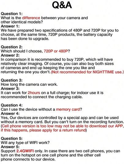 GENAI 1/2/ Mini Spy Camera, 2.4G Wireless WiFi Hidden Camera 720P Full HD, Cameras Motion Detection, Security Nanny Home/Office view 11