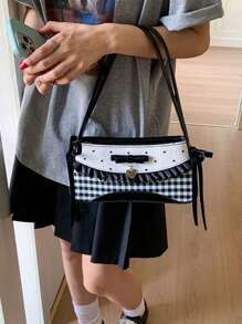 Bolso de axila lindo con diseño de moño, corazón, lunares y cuadros, diseño exclusivo, adecuado para ir al trabajo, salir, compras diarias, verano