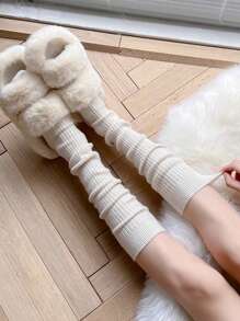 3 Pairs Retro Women Stockings New Fashion Autumn Casual Solid Color Japanese Style Warm Socks For Woman Soft Winter Knee High Socks Long, Y2K