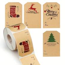 300 Stickers/Roll Retro Christmas Stickers Gift Packaging Label Paper, Christmas Gift Packaging Sticker Labels, Perfect For Holiday Decorations Christmas Pajamas Gifts Christmas Decor - Multicolor - View 1