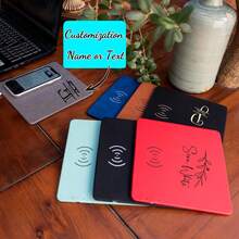 1pc Custom Leather Wireless Charging Mat,Leather Mouse Pad,Personalized Wireless Phone Charger,15W Fast Charger,Gift For Her,Docking Station, Anniversary,Father's Day Gifts