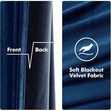 2 Panels Blackout Curtains Solid Soft Grommet Mustard Yellow Thermal Insulated Soundproof Room Darkening Curtains/Drapes/Panels Fall Living Room Bedroom 52 X 90 Inch - Navy Blue - 查看 4