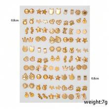 50 Pairs Assorted Cartoon Rhinestone Star, Music Note, Bow Tie, Heart Shaped Plastic Earrings, Suitable For Girls Birthday Party Wear Or Gift, Random Color & Style (Color May Vary Due To Lighting) - Multicolor - View 11