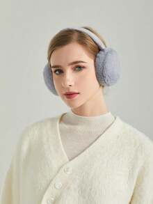 1pc Solid Color Foldable Plush Earmuffs Winter Accessories Winter Outfits Fall - Grey - View 4
